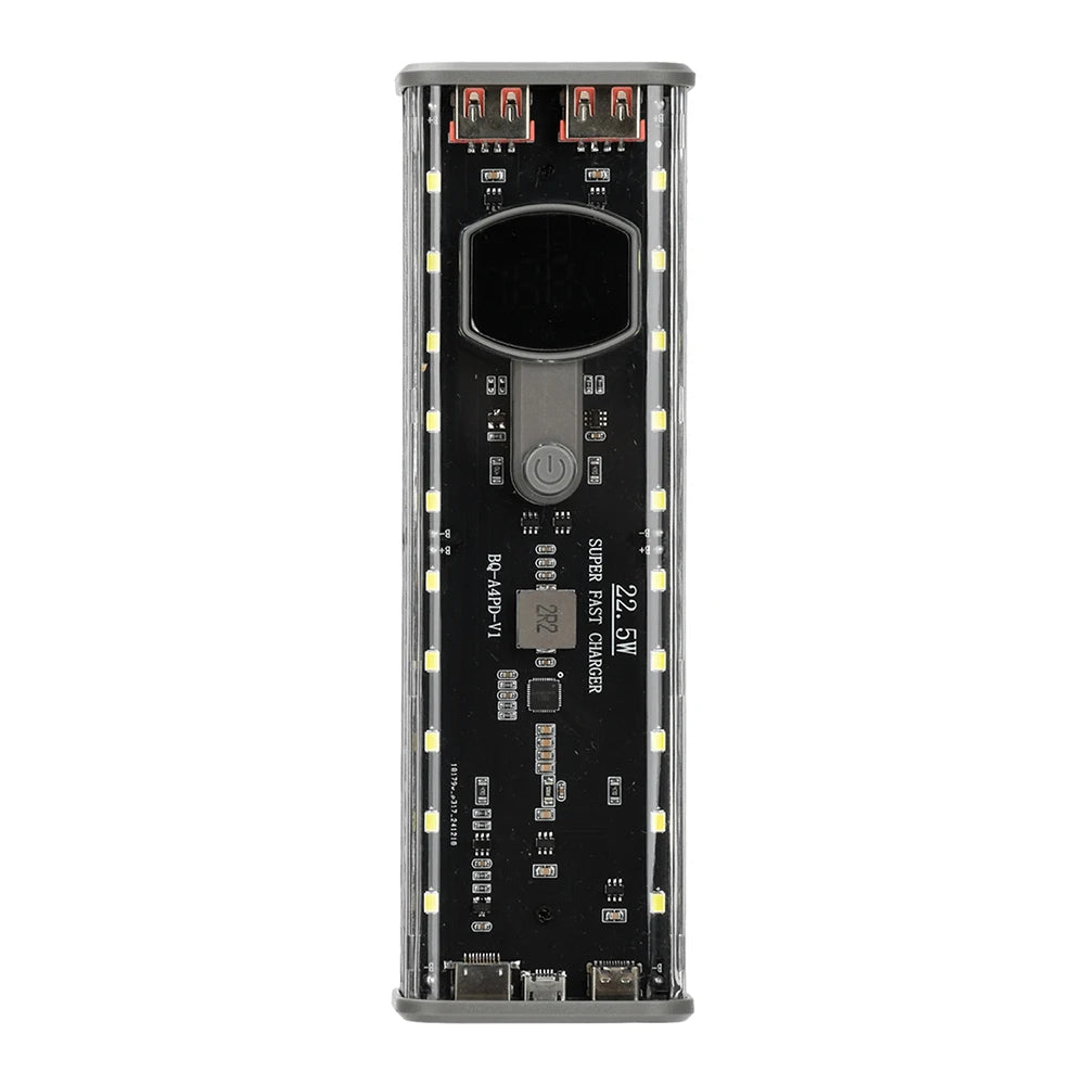 4*21700 DIY Power Bank Case PD22.5W Transparent Quick Charge Battery Box LED Screen Battery Case Kit With Light For Huawei