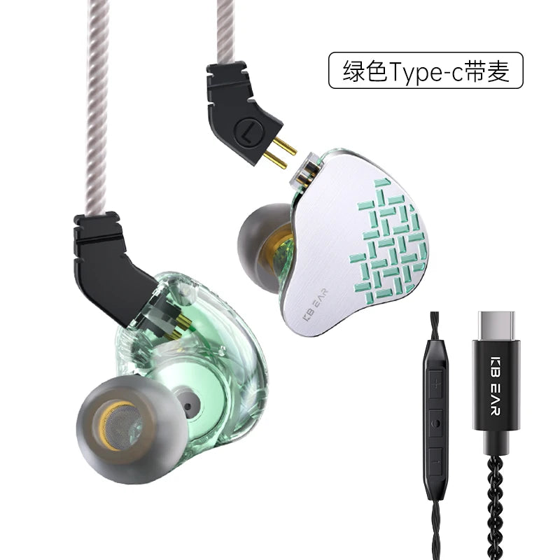 KBEAR Rosefinch 3.5mm/Typec 10mm DD In Ear Monitor HiFi Dynamic Headphones OFC Wired Earphones Music Headset KS1 Lark Headset