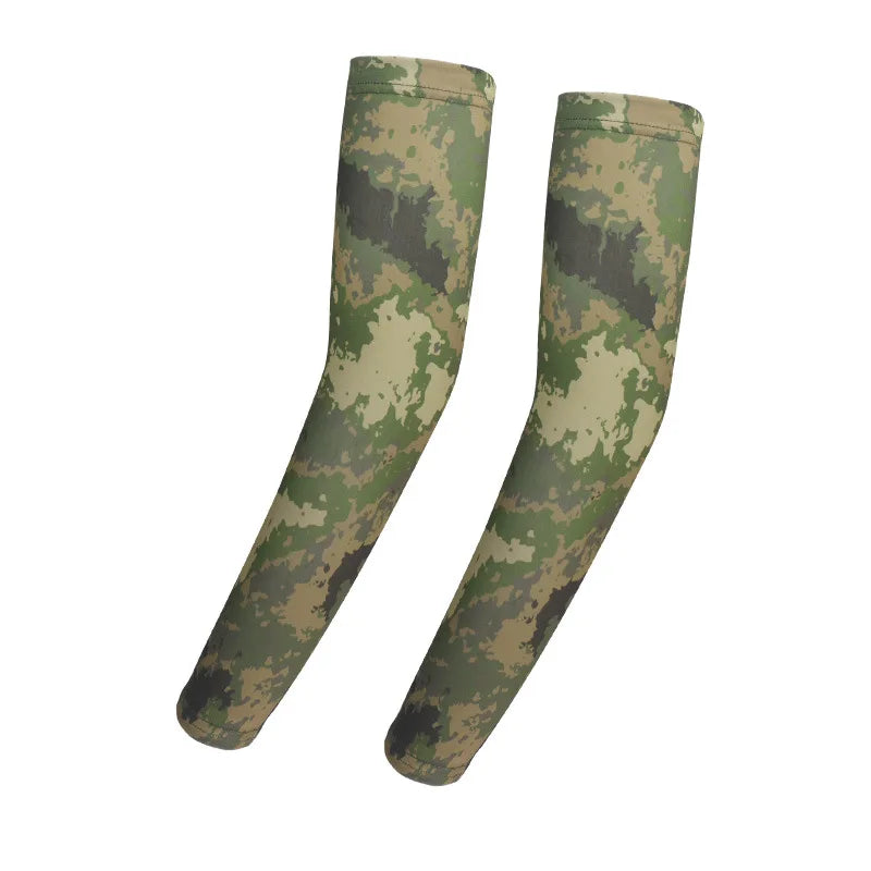 Cooling Arm Sleeves Tactical Camo Sun Protection Breathable Ice Silk UV Guard