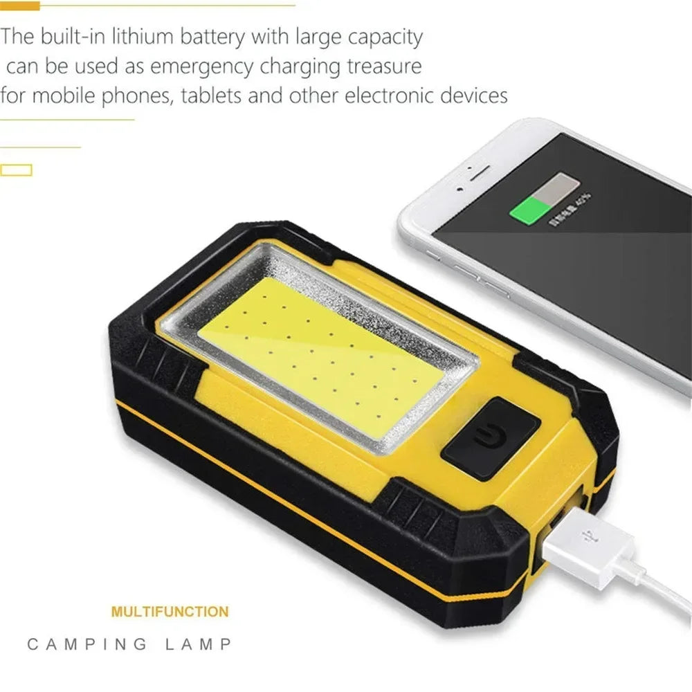 4000MaH Rechargeable Work Light 30W Super Bright COB Flashlight With Magnetic Portable Outdoor Power Bank Camping Emergency Lamp