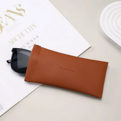 Litchi Magnetic Automatic Closing Glasses Bag Men Women Fashion Portable Soft PU Leather Reading Sunglasses Protective Pouch
