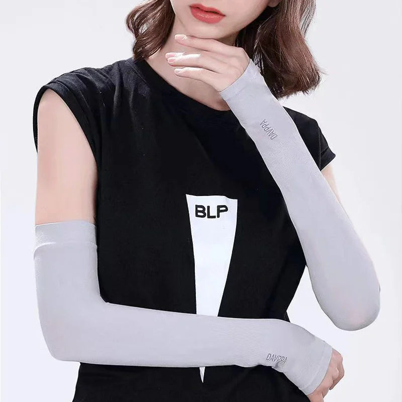UV  Ice Silk Hand Protector Cover Long Gloves Sunscreen Half Finger Sleeves For Sunbathing Hiking Summer