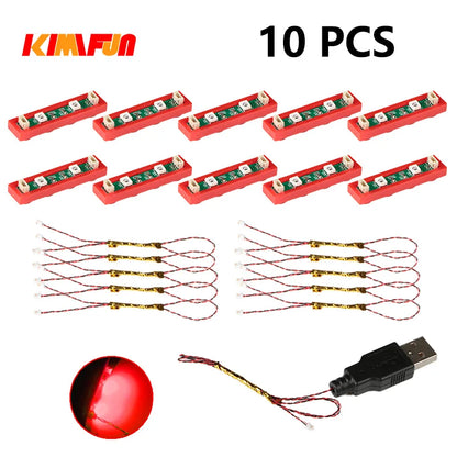 10PCS 0.8mm Pin RGB LED For LEGO Building Blocks USB Lamp DIY Street Light City Electric Decorate 1X1 Brick Compatible All Brand