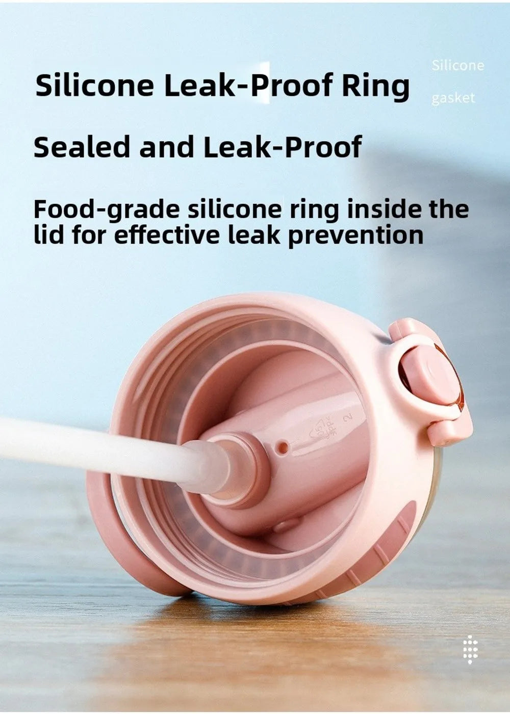Portable Plastic Water Straw Cup Drop Proof with Scale Sippy Cup Leak-proof Food-Grade Silicone Water Bottle