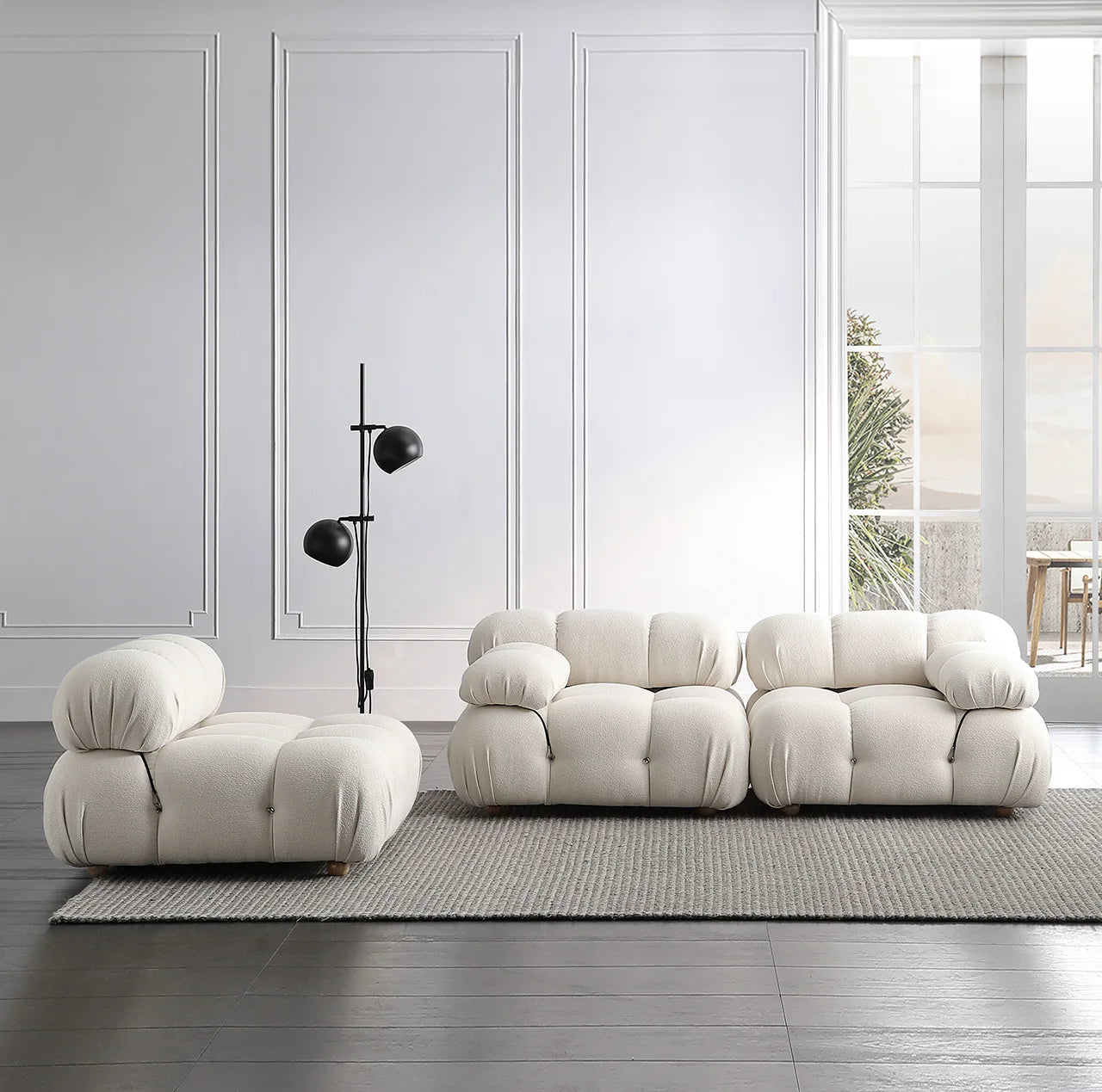Any Size Custom Cream Teddy Fabric Modular Sofa Combine Modules High Elastic Latex Foam Fill Nordic Minimalist Living Room Sofa