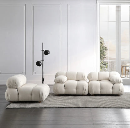 Any Size Custom Cream Teddy Fabric Modular Sofa Combine Modules High Elastic Latex Foam Fill Nordic Minimalist Living Room Sofa
