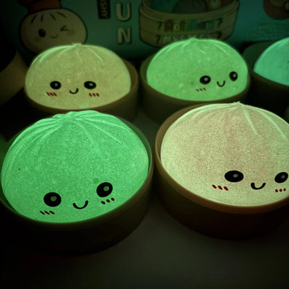 New Luminous Dumplings Squishy Expression Bun Toys Colorful Slow Rebound Simulation Stress Relief Bun Squeeze Toys