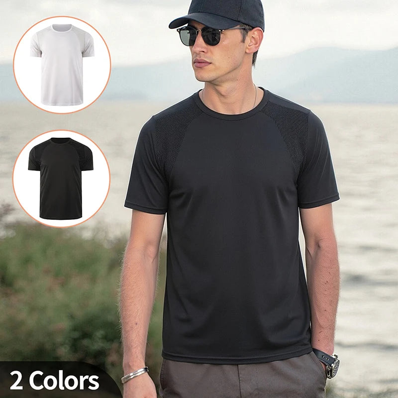 1/2-Piece Men's Summer Black And White Solid Color Quick Drying Sports Short Sleeved Loose And Breathable Sports Running Trend