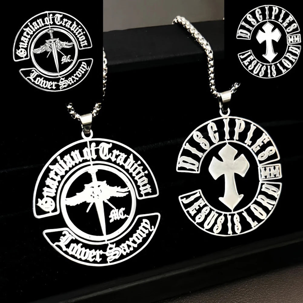 Personal Design Men's Pendant Necklace Custom Company Club Logo image Stainless Steel Thick Chain Necklace Birthday Jewelry Gift