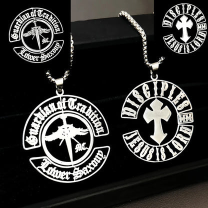 Personal Design Men's Pendant Necklace Custom Company Club Logo image Stainless Steel Thick Chain Necklace Birthday Jewelry Gift
