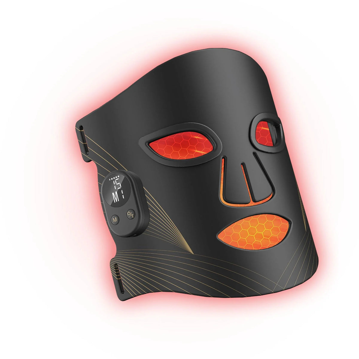 LED Face Mask 5 Light Modes Full Face Beauty Device Detachable Controller 10/15/20 Min Timer Rechargeable At Home Skin Care