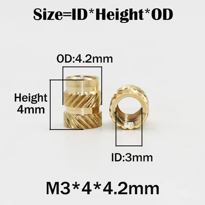 Brass Heat Set Insert Nut Tool Soldering Iron Hot Melt M3 Threaded Inserts Pressed Fit for 3D Printer Plastic Case Insertion Nut