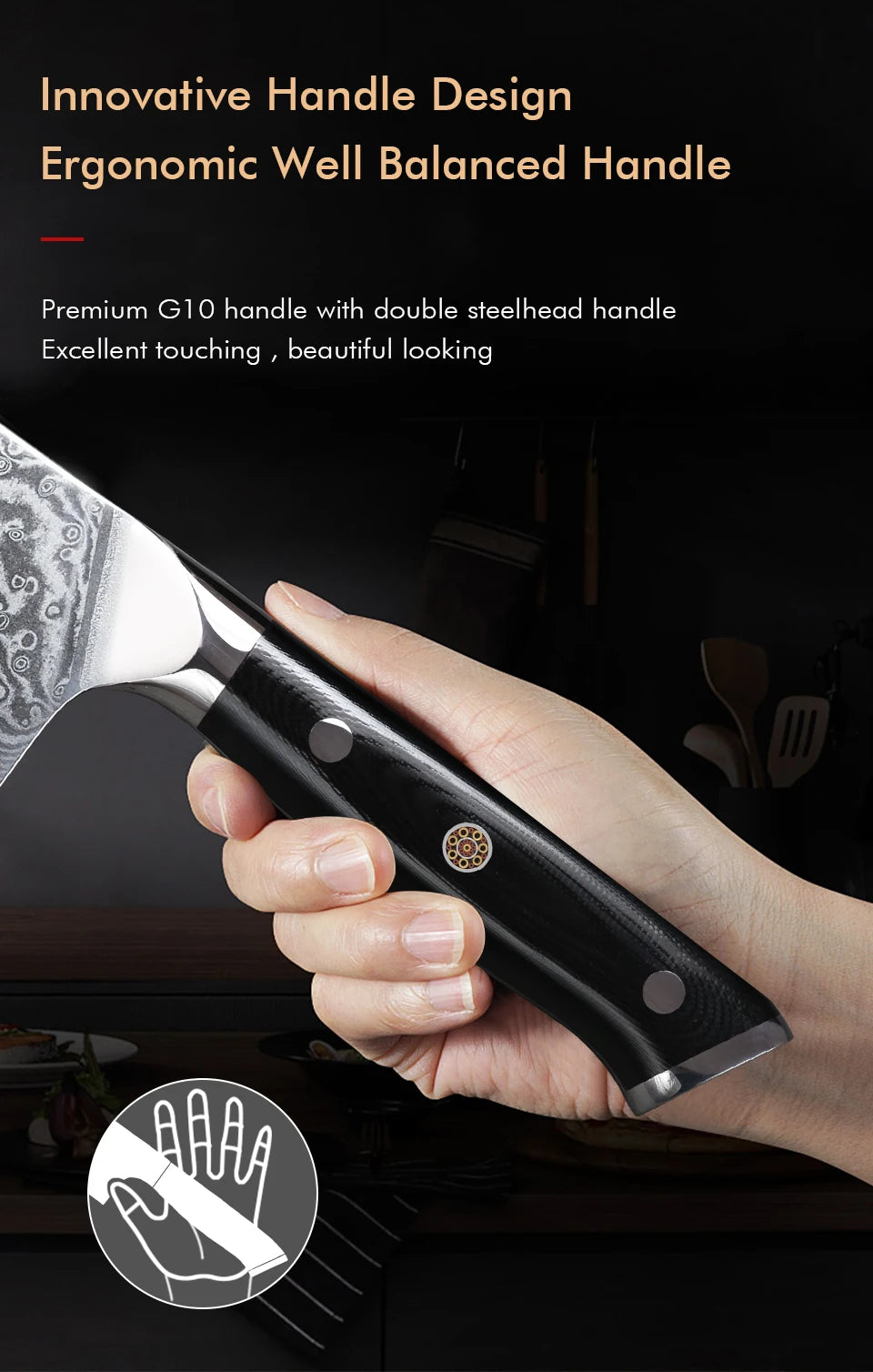 F.YOUNG Professional Kitchen Knives Damascus Steel Japanese Chef Knife Slicer Sashimi Utility Fruit Cooking Kitchenware Utensils
