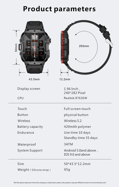 LIGE New Military Smart Watch Men Outdoor Sports 3ATM Waterproof  Blood Oxygen Bluetooth Call Watches Men Smartwatch For Android