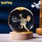 6CM Pokemon 3D Crystal Ball Figure Toy Anime Gengar Rayquaza Pikachu Lugia Vaporeon Glass Ball Model Night Light Room Decoration