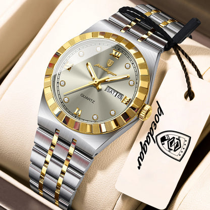 POEDAGAR Elegant Casual Ladies Watch Luminous Waterproof Week Date Fashion Woman Wristwatch Stainless Steel Women Quartz Watches