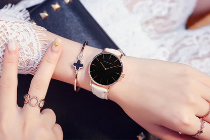 Hannah Martin Hot New Ms Fashion Simple Quartz Movement Watch High Quality Leather Strap Waterproof Lady Watch Relogio Feminino