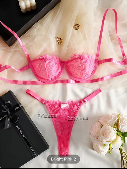 Red Floral Lace Garter Lingerie Set With Choker Women Intimates 2022 Underwire Bra And Thongs Ladies Underwear Set