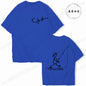 Men's Fishing Graphic T-shirt Black with Fisherman Front Back Print T-Shirts Summer Tee Fishing Trip Personality Male Tee Tops