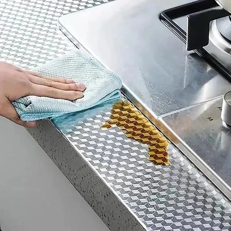 kitchen stickers self-adhesive aluminum foil anti-oil waterproof wallpaper for countertops drawers cabinets shelves line