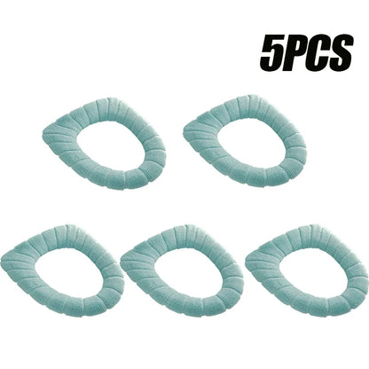 Soft and Warm Toilet Seat Cover Washable Bathroom Toilet Pad Cushion With Handle Thicker Soft Mat Knitting Warmer Closestool Mat