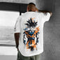 2026 Summer Dragon Ball Oversized T-shirt High Quality 100% Cotton Kid Goku with Power Pole Line Art Print UnisexCasual Y2K