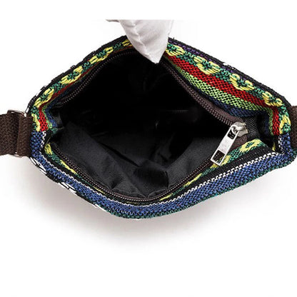 Lady Crossbody Shoulder Bag, Phone Purse Handbag, Ethnic Style Embroidered Messenger Bag, Retro Small Canvas Bag
