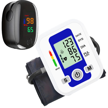 Automatic Upper Arm BP Monitor Digital Sphygmomanometer LCD Home Health Care Tensiometer Or Heart Rate Pulse Meter Oximeter