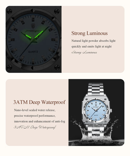 POEDAGAR Square Luxury Ladies Watch Waterproof Stainless Steel Luminous Fashion Woman Watch Elegant Quartz Women's Watches Reloj