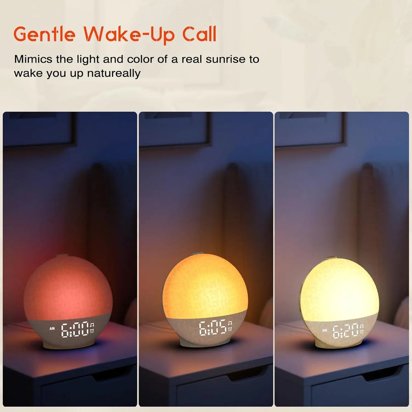 Wake Up Light Sunrise Alarm Clock White Noise Sound Machine Bluetooth Speaker Color Changing Night Lights for Bedroom Ideal Gift