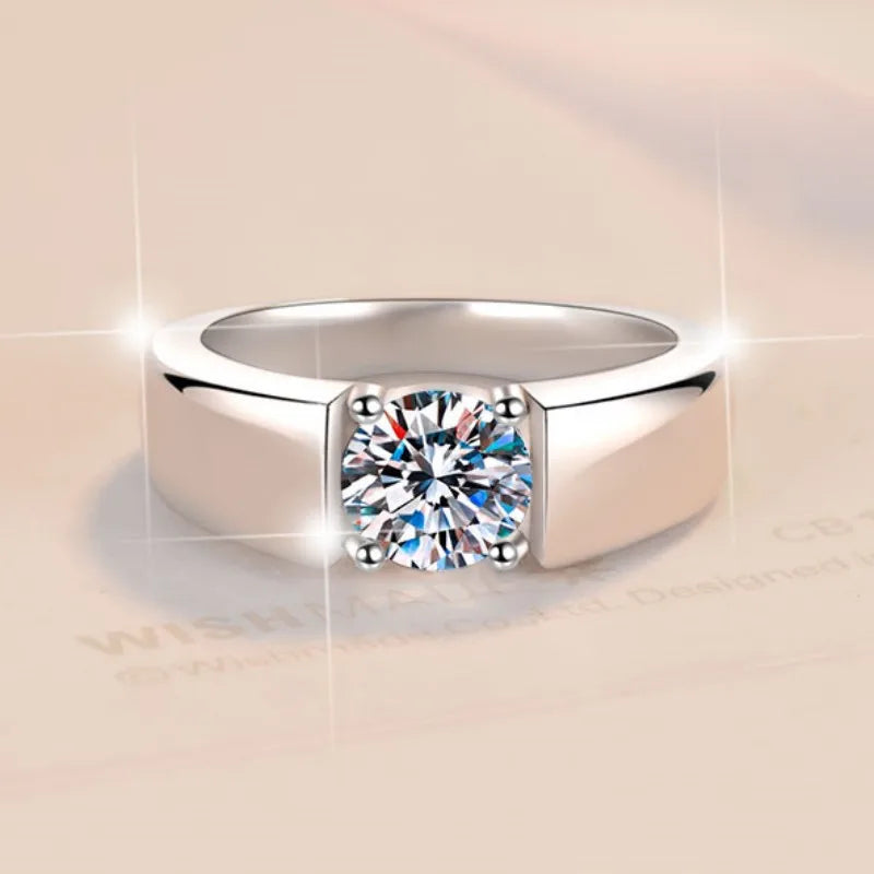 D VVS1 Moissanite 925 Sterling Silver Couple Ring for Women Man Wedding Jewelry Engagement Imitation Diamond Fashion Gifts Party
