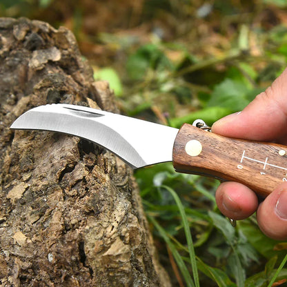 Mini Mushroom Multi Knife Stainless Steel Wooden Handle Sharp Picking Pocket Knife Hard Stainless Steel Multifunctional knife