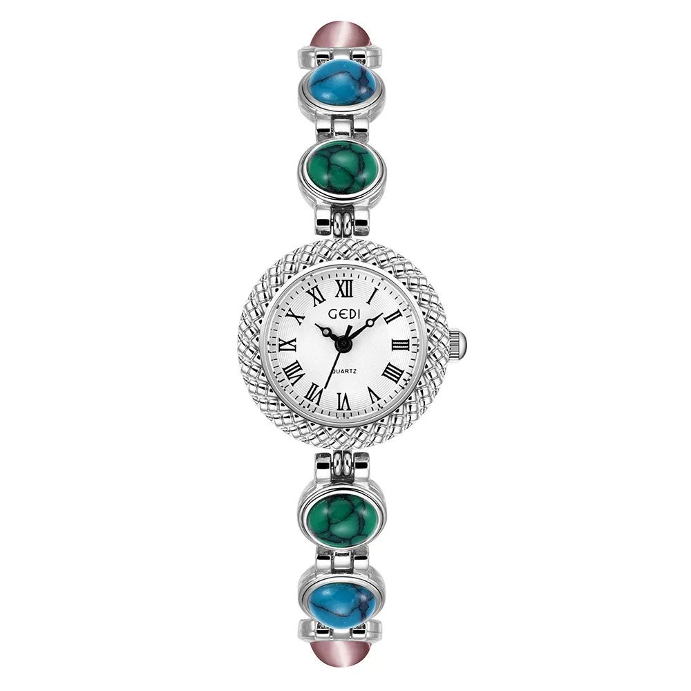 Women Bracelet Watch Ancient Luxury Premium Cat Eye Stone Colorful chain Watches Waterproof Ladies Fashion Quartz Wristwatch