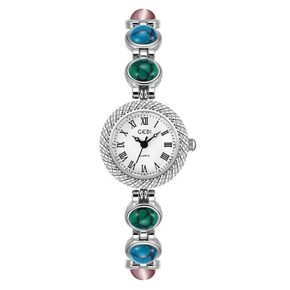 Women Bracelet Watch Ancient Luxury Premium Cat Eye Stone Colorful chain Watches Waterproof Ladies Fashion Quartz Wristwatch