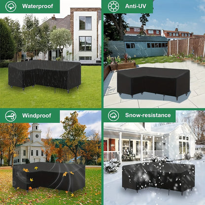 L-Shaped Outdoor Sofa Cover, Windproof and UV-Resistant Polyester Outdoor Furniture Cover, Outdoor Furniture Cover