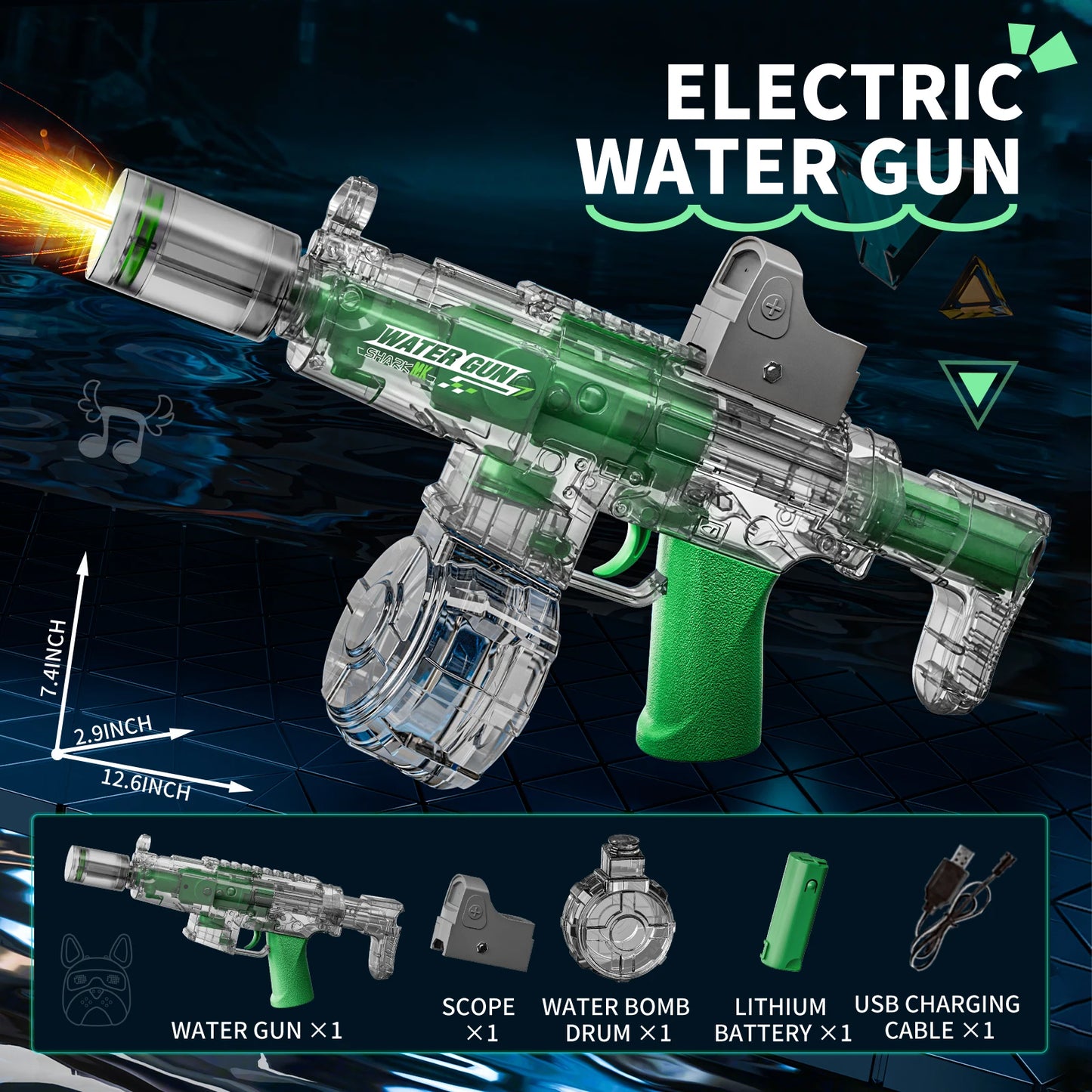 Simulated Firing and Recoil Electric Water Gun Toys Children Automatic Sensor Lights Water Pistol Summer Outdoor Beach Kids Toy