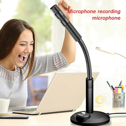 USB Desktop Microphone 3.5mm Omnidirectional PC Laptop Computer Mic for Computer Gaming Recording Chatting Singing Meeting