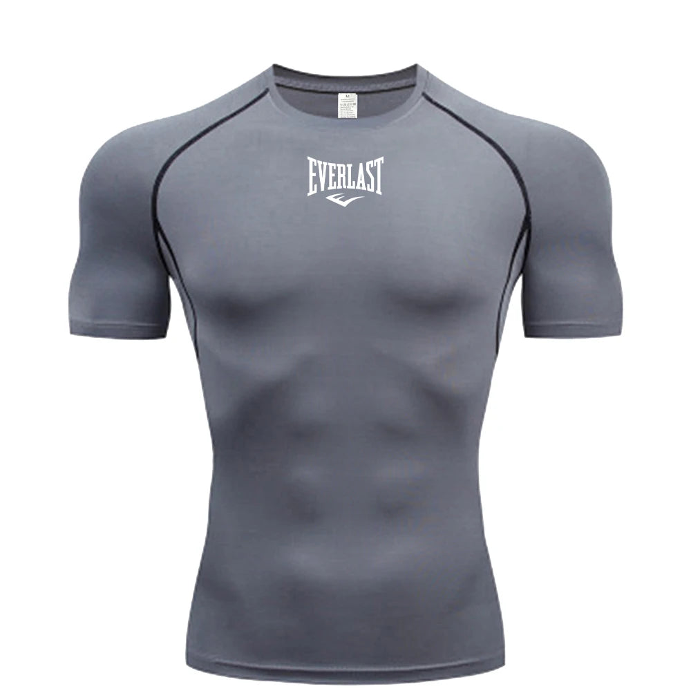 Men's Everlast Tight Short Sleeved T-Shirt for Gym Boxing and Running, Fast Drying and Slim Fit Sports Top