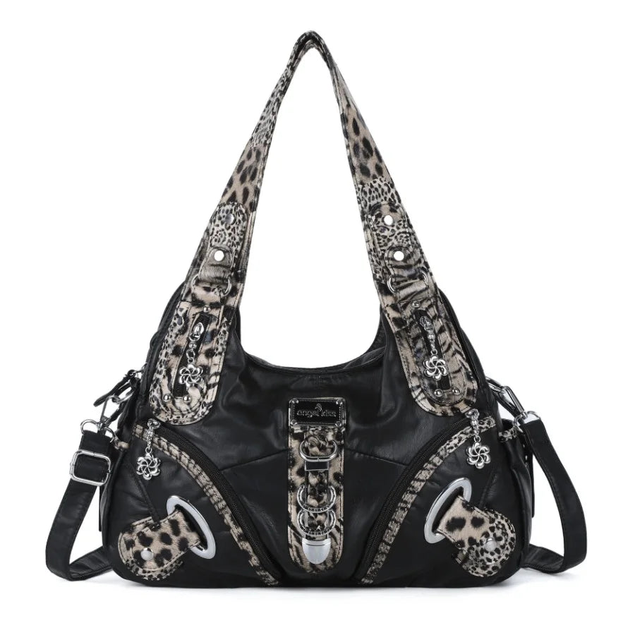 Versatile Women Handbags Leopard Shoulder Bag Top-handle Bag Fashion Satchel Dumpling Pack Shoulder Bag Large Tote Bag Purse