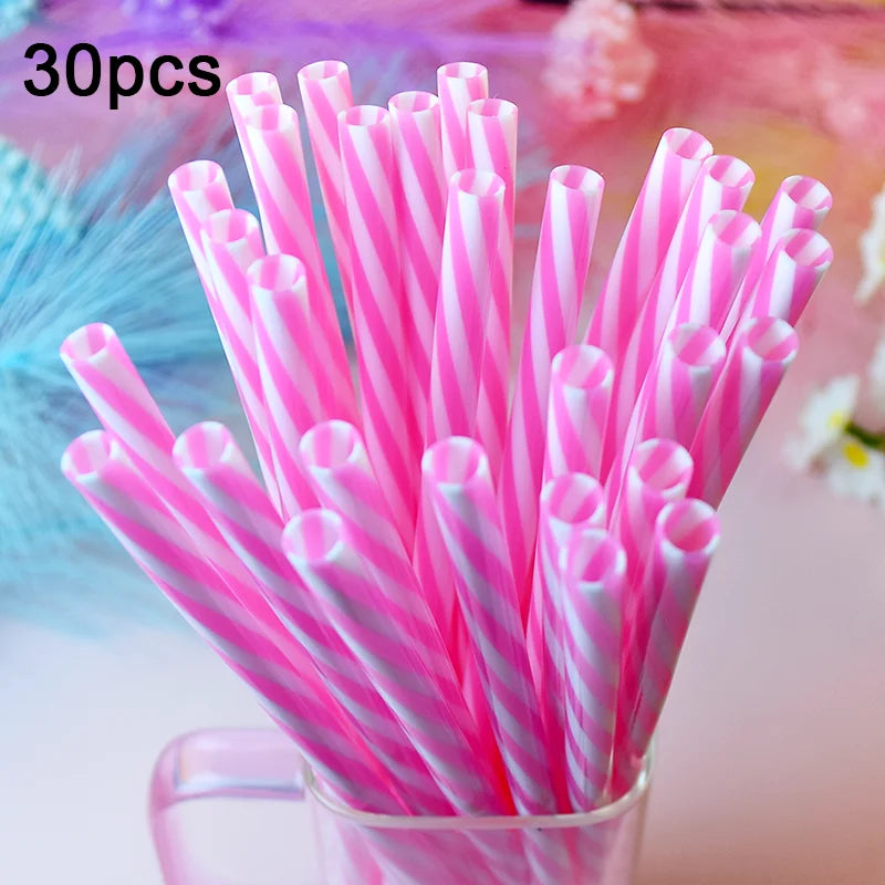 30-Pack of Two-Tone Twisted Straws, Reusable—A Must-Have for Parties, Bars, and Birthday Celebrations