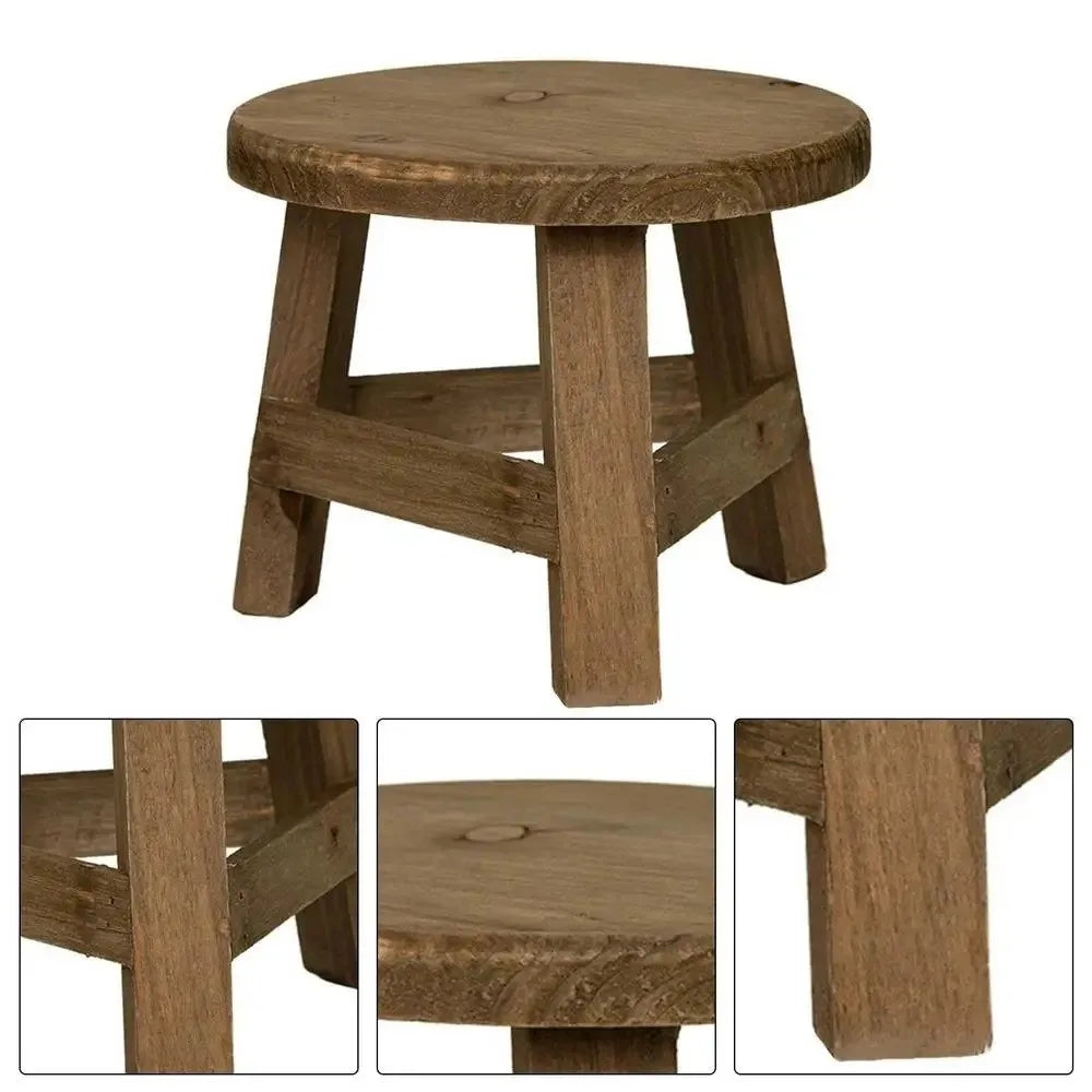 Modern Bonsai Rack Wooden Mini Stool Mini Size Display Succulent Plant Stand Round Flower Pot Base Holder Home Garden Decor