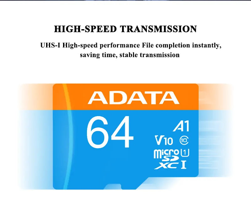 ADATA Micro SD Card 32GB 64GB 128GB 256GB A1 Memory Card C10 UHS-I High Speed Memory Card micro SDXC card with adapter for Phone
