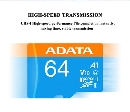 ADATA Micro SD Card 32GB 64GB 128GB 256GB A1 Memory Card C10 UHS-I High Speed Memory Card micro SDXC card with adapter for Phone