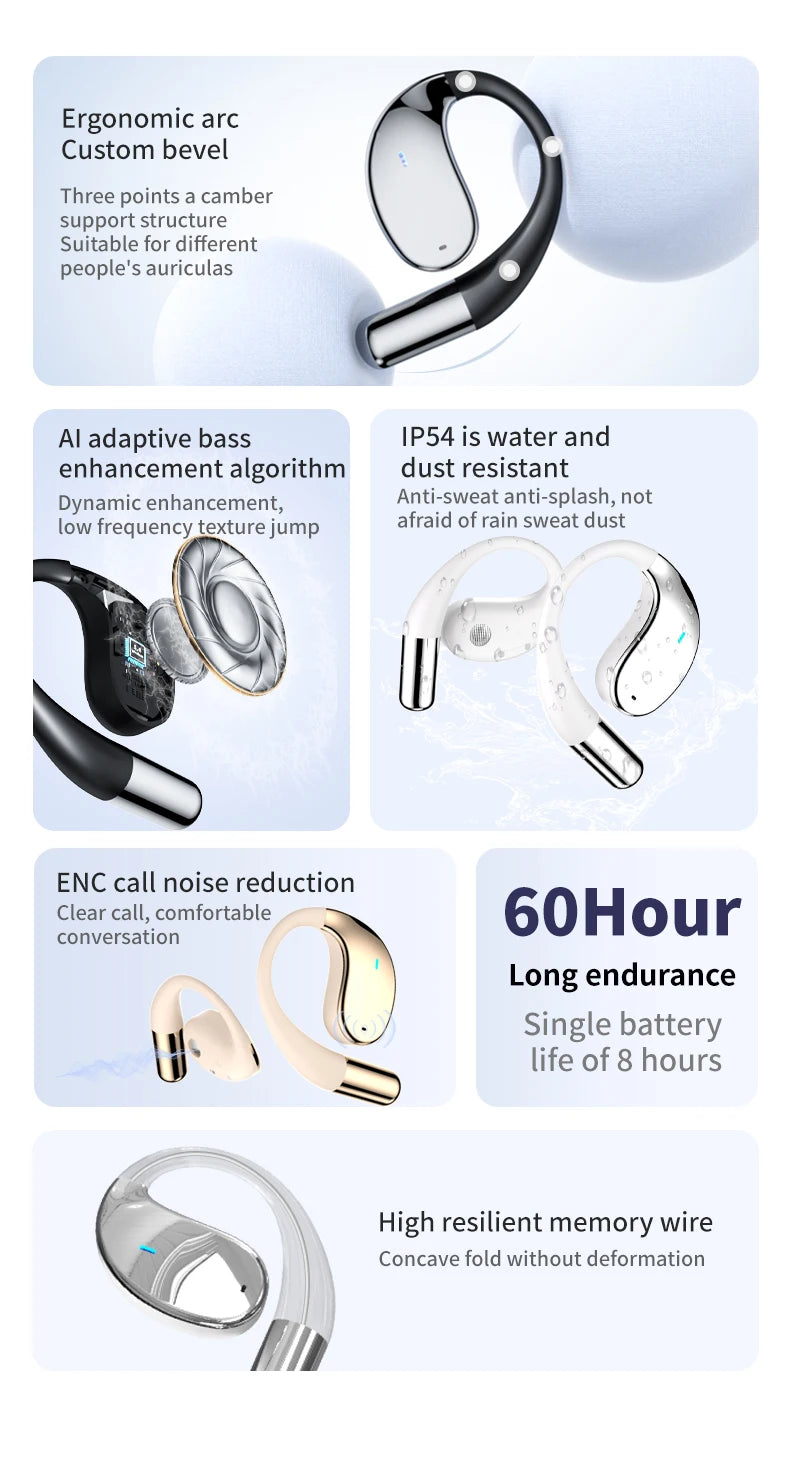 2026AI Smart Translation Headphones Sports Bluetooth Wireless Earbuds - Real-Time 144-Language Translator with Free Lifetime App