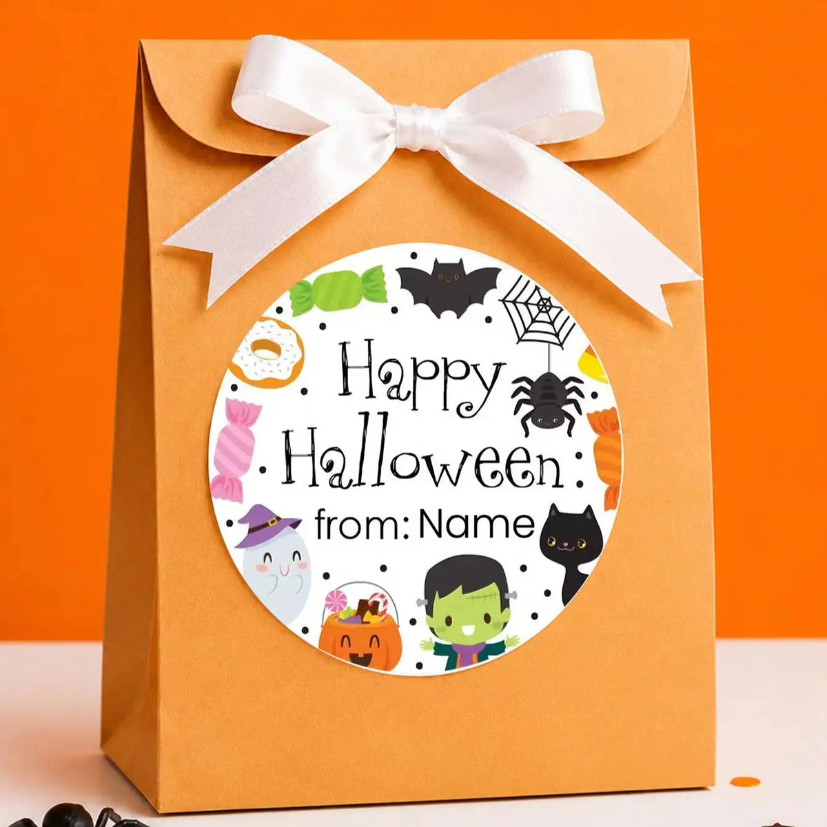 1/50/100Pcs Custom Round Stickers with Personalized Text & Images for Halloween Gift Boxes, Treat Bags & Invitation Seals