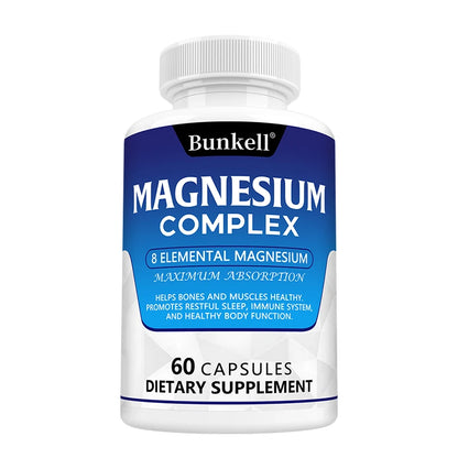 Magnesium Complex Capsules - Support Muscle, Bone, Heart Health, Improve Sleep, Stress & Anxiety Relief - Dietary Supplement