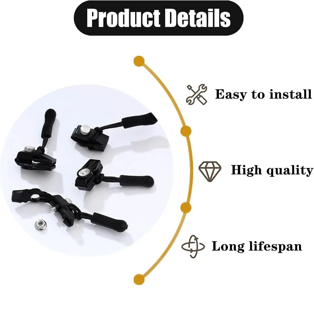Universal Zipper Repair Kit Quick Instant Detachable Zipper Head Replacement Zipper Slider Pull for Jacket Bags Coat Free Sewing