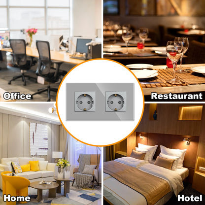 Bingoelec Grey Smart Light Switch and WiFi Wall Socket with Crystal Glass Panel Switches with Sockets Home Improvement