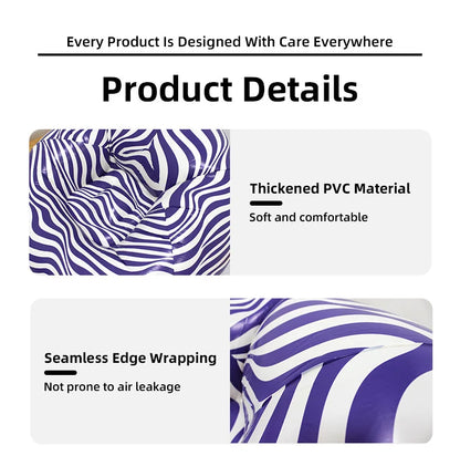 Portable Lazy Sofa Ball Shape Striped Inflatable Sofa for Outdoor Camping Picnic Comfortable Seat Cushion with Carry Bag