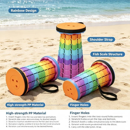 Adjustable Rainbow Telescopic Folding Stool Portable Plastic Retractable Seat Lightweight Outdoor Travel Camping Fishing Stool M